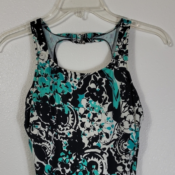 Vintage Maxine Of Hollywood One Piece Swimsuit Size 10 Pinup Floral High Cut 90s - Picture 2 of 15